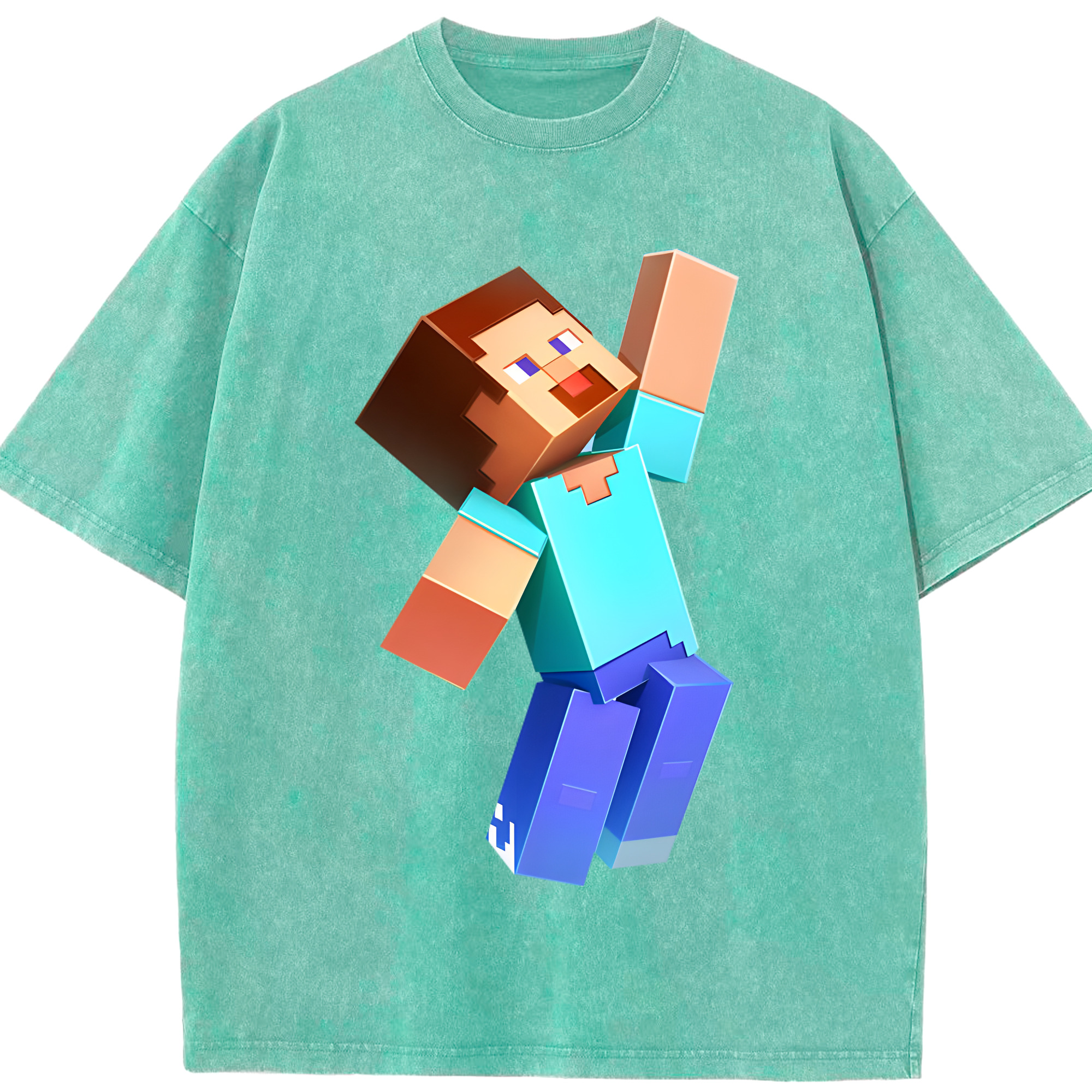（画像用） マインクラフト ブロックの世界 Minecraft MC Block world 綿100% ヴィンテージ風 半袖Tシャツ（フロントプリント）